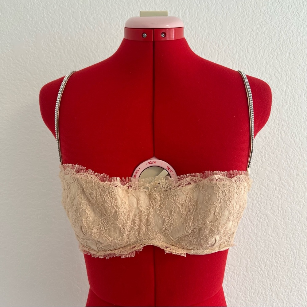 I.D. Sarrieri Nude Strapless Bra with Removable Rhinestone Straps Size 38B